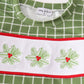 Green christmas holly embroidery boy set