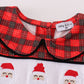 Red christmas santa embroidery smocked plaid boy bishop romper