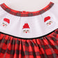 Red christmas santa embroidery smocked plaid bishop dress