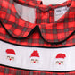 Red christmas santa embroidery smocked plaid boy set