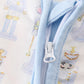 Blue nutcracker print zip boy romper