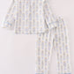 Blue nutcracker print boy pajamas set