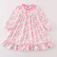 Pink nutcracker print girl ruffle gown