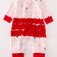 Red nutcracker print ruffle zip girl romper