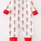 Red nutcracker print ruffle zip boy romper