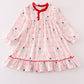 Red nutcracker print ruffle girl gown