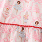 Red nutcracker print ruffle girl gown