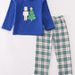 Blue christmas nutcracker french knot boy set