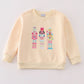 Yellow nutcracker embroidery mom&me fleece sweatshirt