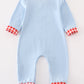 Blue christmas cow applique boy romper