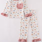 Watercolor rainbow print girl pajamas set