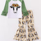 Green cow print girl set