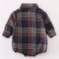 Navy plaid boy button down bubble