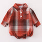 Rust plaid boy button down bubble