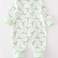 Green christmas holly print boy romper