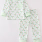 Green christmas holly print boy set