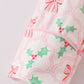 Pink christmas holly bow print women gown