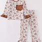 Brown dinosaur print girl set