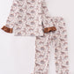 Brown dinosaur print girl set