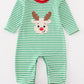 Green stripe christmas deer applique boy romper