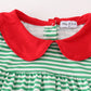 Green stripe christmas deer applique girl set