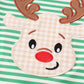 Green stripe christmas deer applique boy set