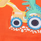 Orange dinosaur excavator applique boy top