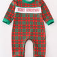 Green merry christmas embroidery boy romper