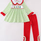 Green christmas tree embroidery girl set