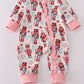 Pink christmas nutcracker print ruffle romper