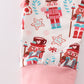 Pink christmas nutcracker print ruffle romper