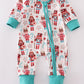 Blue christmas nutcracker print romper