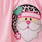 Pink santa claus leopard ruffle bloomer set