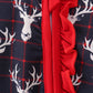 Navy deer print ruffle romper