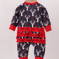 Navy deer print ruffle romper