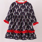 Navy deer print ruffle dress