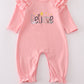 Pink believe embroidery ruffle romper