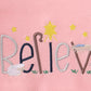 Pink believe embroidery ruffle romper
