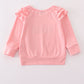 Pink believe embroidery ruffle top