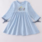 Blue believe embroidery dress