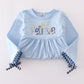 Blue believe embroidery dress
