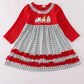 Red gingerbread applique ruffle dress