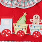 Red gingerbread applique ruffle dress