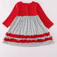 Red gingerbread applique ruffle dress