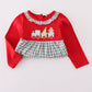 Red gingerbread applique ruffle dress
