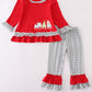 Red gingerbread applique ruffle pants set