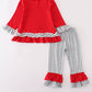 Red gingerbread applique ruffle pants set