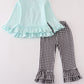 Blue GOIN TO THE ZOO embroidery ruffle pants set