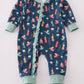 Navy nativity print ruffle romper