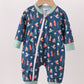 Navy nativity print romper